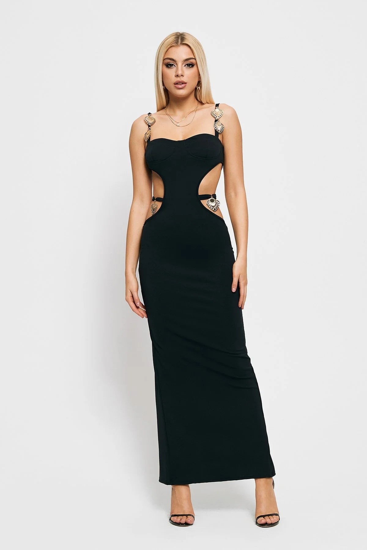 Gold Accents Split Dress