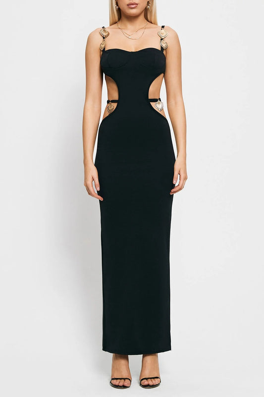 Gold Accents Split Dress