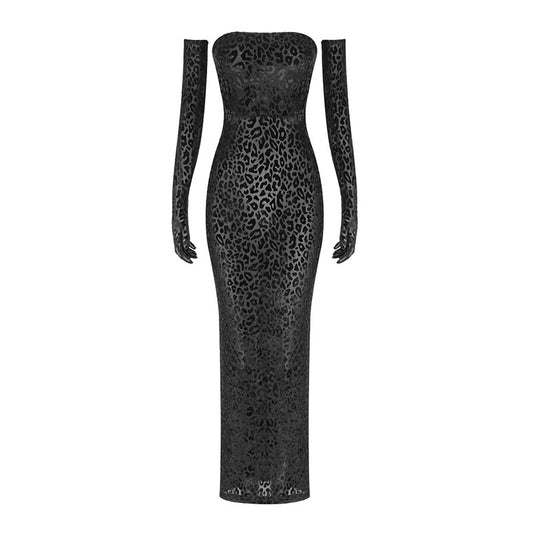 Leopard Sleeve Gloves Dress